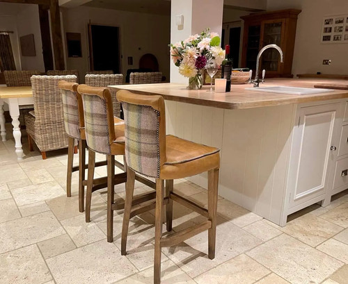 Bar stool leather and tweed - bar,
