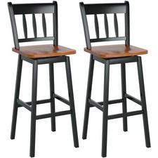 Set of 2 Bar Stools Wooden