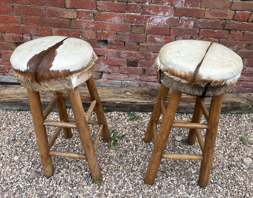 Pair rustic varnished wooden - pair,