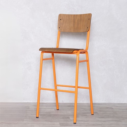Wooden bar stool orange frame - wooden,