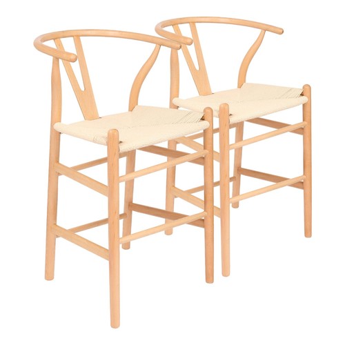Wooden wishbone bar stools - wooden,