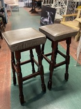Pair of wooden bar stools with