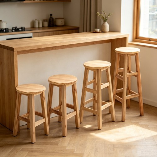 Solid wooden bar stools - wooden,